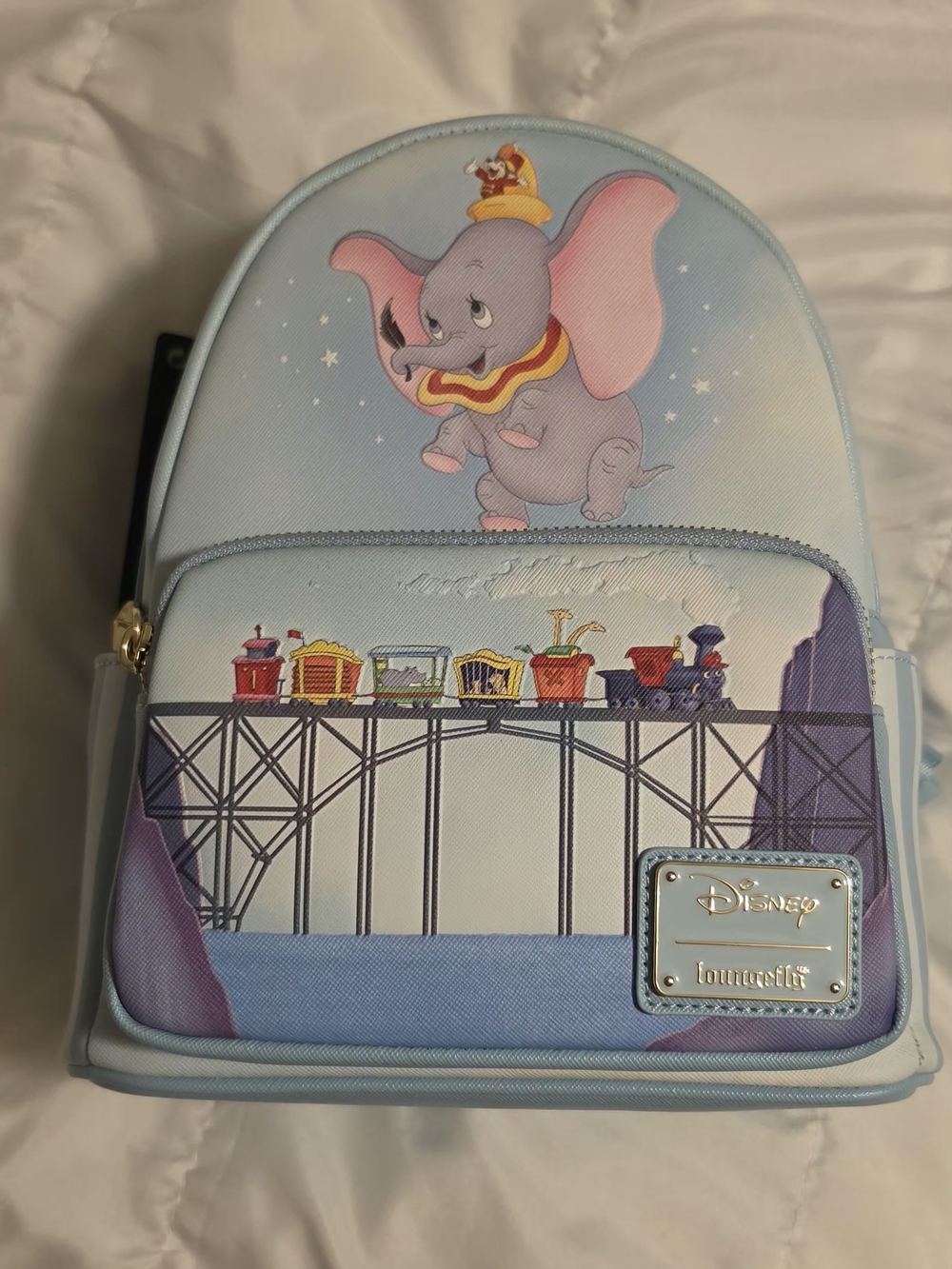 Loungefly Disney 80th anniversary Dumbo mini backpack Flying Over Train - Picture 2 of 6